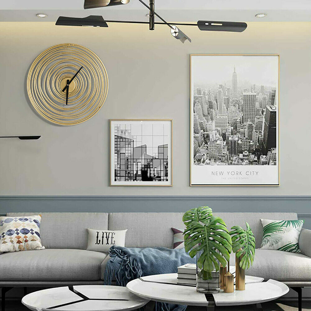 Round Large Fancy Metal Luxury Wall Spiral Clock For Home Living Room Bedroom