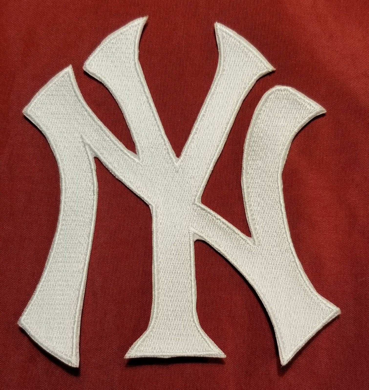 New York Yankees BIG 5.5" White NY Iron On Embroidered PatchFree