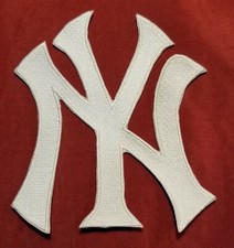 New York Yankees BIG 5.5" White NY Iron On Embroidered Patch~Free Tracking!