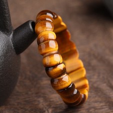 Natural Tiger's Eye Stone Bracelet Brown Gemstone Stretch Bracelet Handmade C US