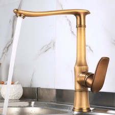 Antique Brass Kitchen Sink Faucet Swivel Spout Kitchen Deck Mounted Mixer Tap