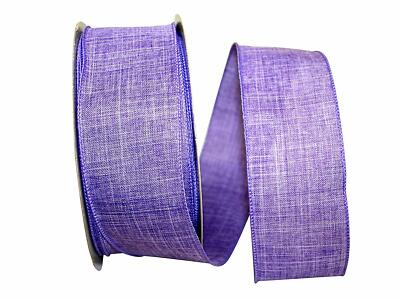 1.5'' / 2.5'' wired ribbon textured linen lavender purple canvas 5yds CHOOSE WIDTH