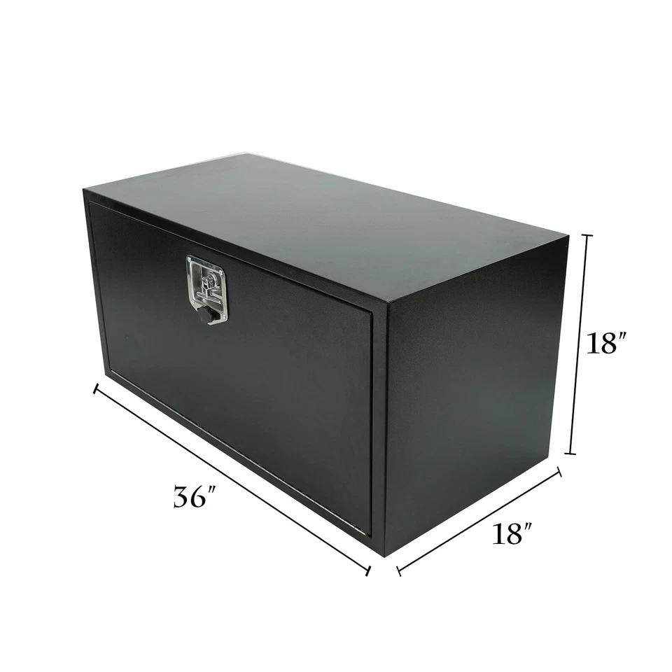 36 In. X 18 In. X 18 In. Black Iron Underbody Truck Storage Tool Box w/Lock+ Key Foto 2 de 4