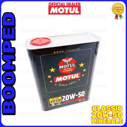 6 LITRI OLIO MINERALE MOTUL CLASSIC 20W50 MOTORE AUTO D'EPOCA 1950 1970 03MO51 - Foto 2 di 7