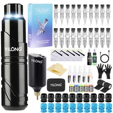 Wireless Power Coreless Motor Tattoo Gun Makeup Pen Machine Complete Kit 1200mAh