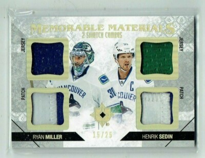 14-15 UD Ultimate Memorable Materials  Ryan Miller--Henrik Sedin  /25