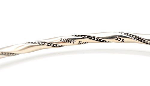 Scott Kay Sterling Silver Equestrian Bangle Bracelet Twisted Beaded Links EUC! - Picture 3 of 5