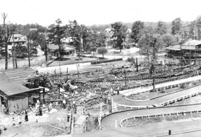The morning after at Palisades Amusement Park atop the Hudson Clif .. Old Photo