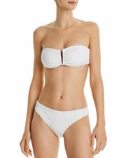 Red Carter Bandeau Bikini  Hipster Set White Eyelet size Large  150 NWT