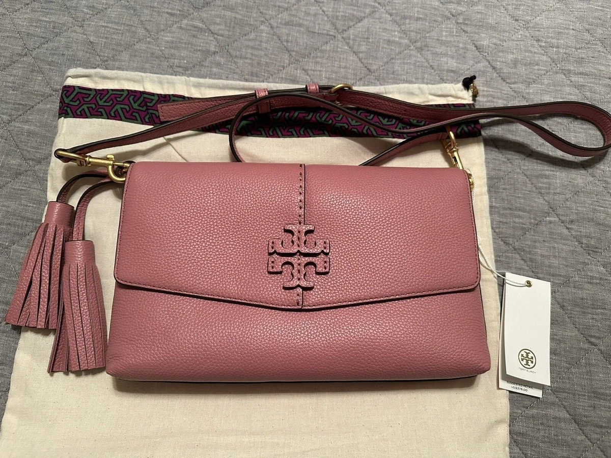 Tory Burch 100% Leather Solid Light Pink Leather Crossbody Bag One