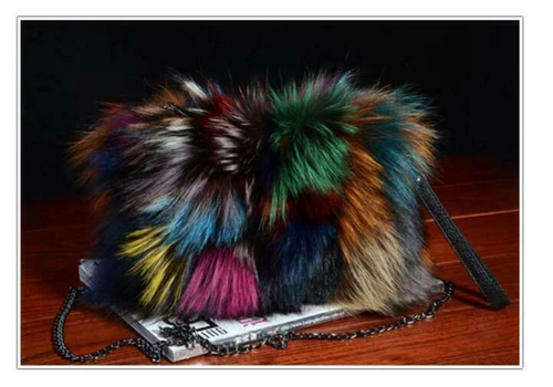 Womens Fashion Real Fur Leather Purse Shoulder Strap Chain Handbag Bag - Picture 3 of 17