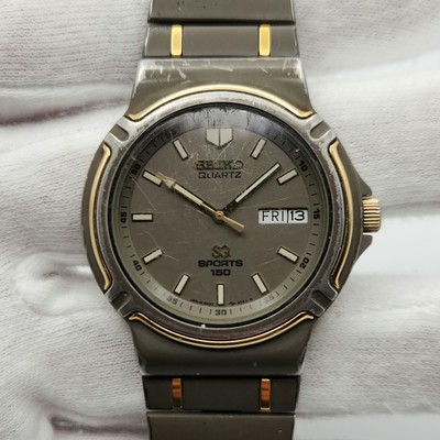 Seiko SQ Sports 150 Vintage Day/Date Quartz Watch 5H23-6219 READ  DESCRIPTION