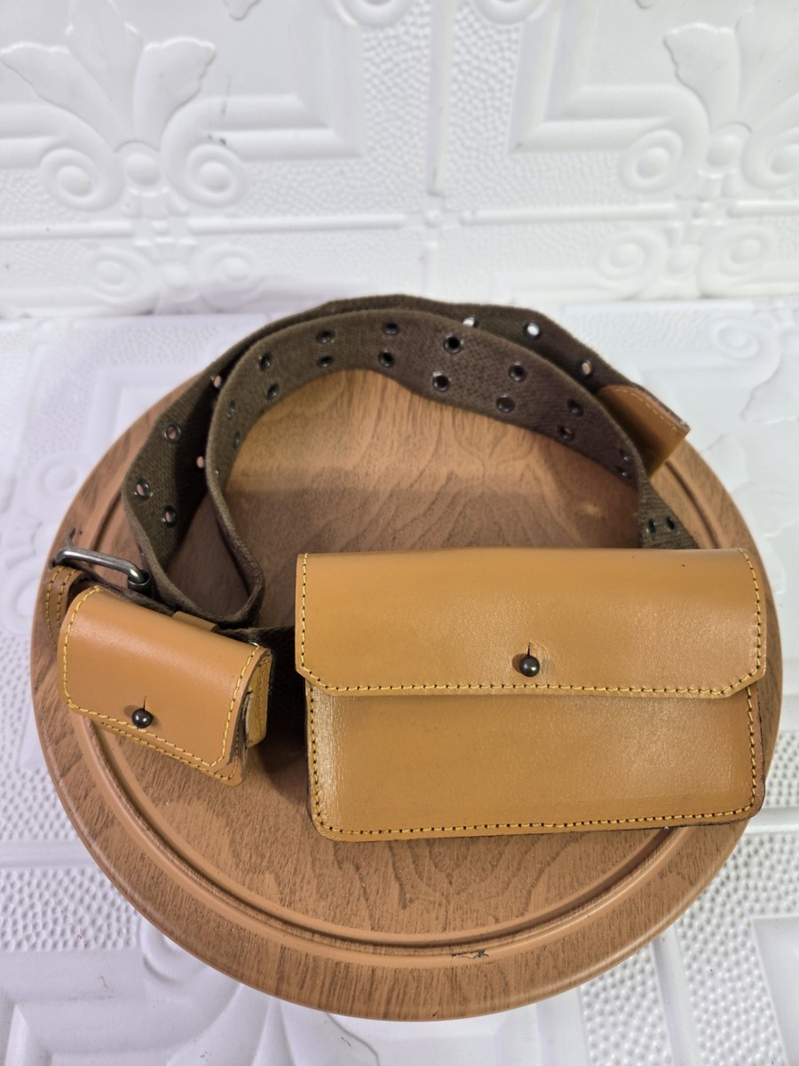 FREE PEOPLE BROWN Leather Canvas Size S/M Belt with 2 