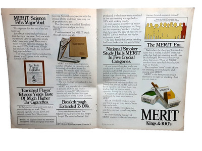 1979 Merit Cigarettes Print Ad Vintage Tobacco Kings 100s Authentic Original