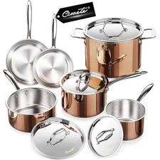 Whole Tri-Ply 18/10 Stainless Steel Pot and Pan Set (10 Piece), Copper Pots and 