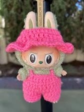 Labubu Handmade Crochet Overalls and Bucket Hat Set