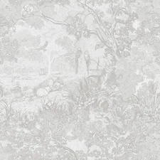  Peel and Stick Wallpaper Grey and White Vintage Forest 17.3" x 78.7" Gray