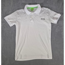 Hugo Boss Mens White Modern Fit Pixel Gradient Polo Shirt Size M Small Logo
