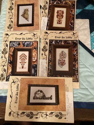 5 Simply Old Fashioned Cross Stitch Patterns. Horse, Lions, Tiger, Cat, Zebra.