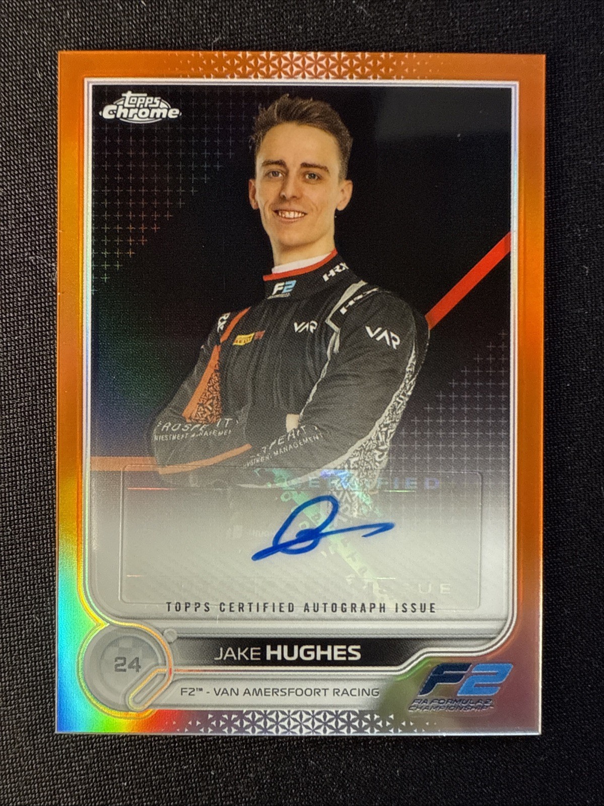 Jake Hughes Auto 2022 Topps Chrome Formula 1 Orange Refractor /25 #CAC-JH