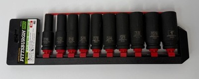 Pittsburgh Pro 67912 1/2'' Drive SAE - 10pc Deep Wall Impact Socket Set