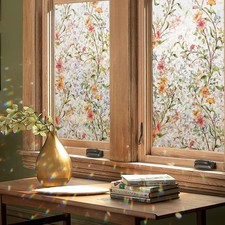 Window Privacy Film Floral Rainbow Decorative Stickers 3D Static Stained Glass
