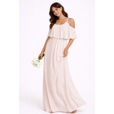 Show Me Your Mumu Hacienda Maxi Dress Blush Pink Cold Shoulder Bridesmaid Small