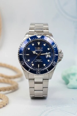 Invicta Pro Diver Mens 43mm 200M WR Stainless Steel Blue Dial Watch 22019 New