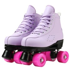 Cowhide High-Top Roller Skates - Classic Double-Row, Four-Wheel for Men, Wome...