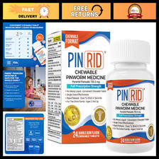 Effective Pinworm Medicine - 250mg Pyrantel Pamoate Chewable Tablets, 24 Doses,