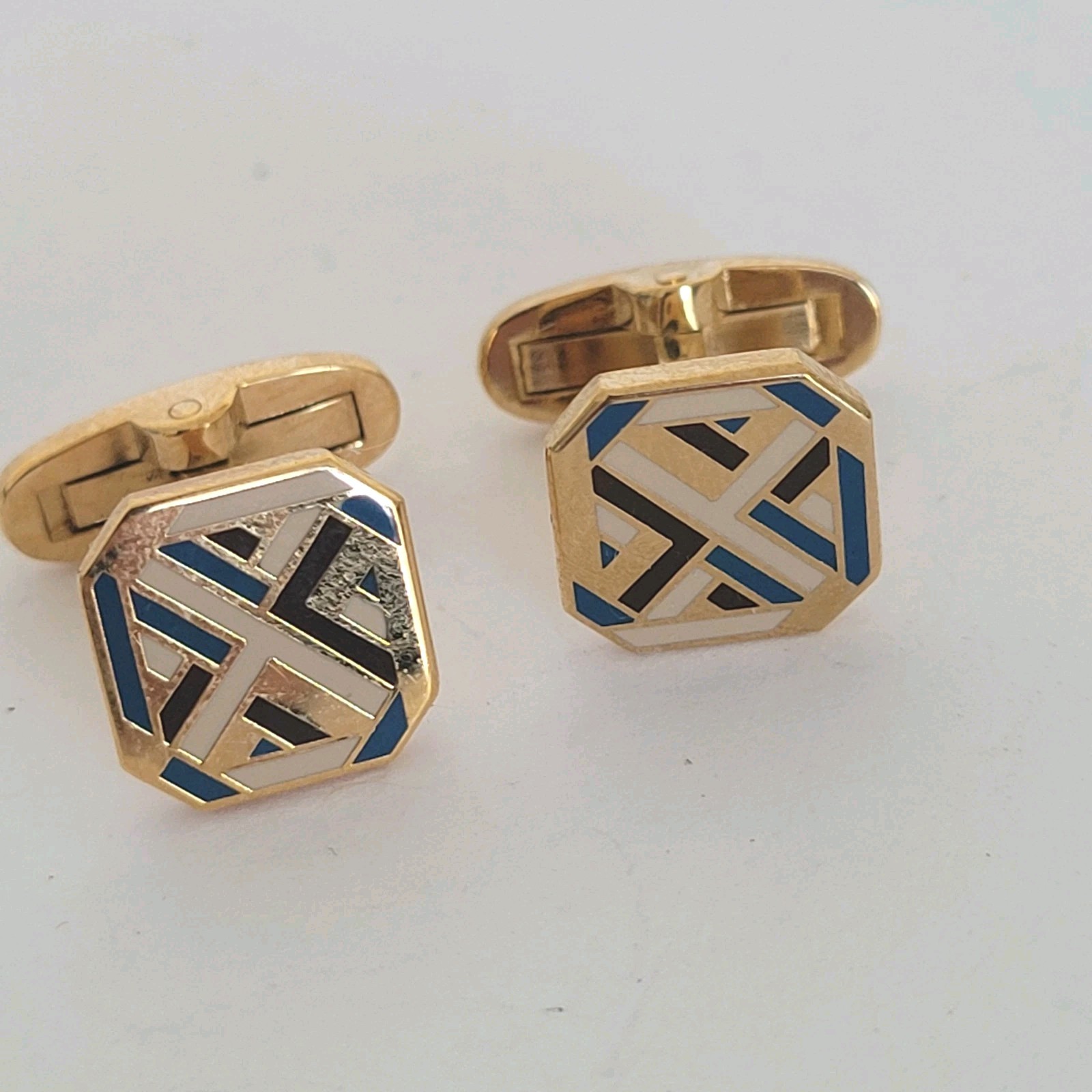 Givenchy Cufflinks Gold Multicolor Square Logo Vi… - image 1
