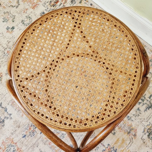 Vintage Cane Thonet Footstool Mid Century Bentwood Rattan Stool Plant Stand - Picture 11 of 16