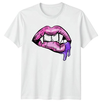 Pink Vampire Lips Purple Dripping T-Shirt Pastell Goth Alternative Fashion