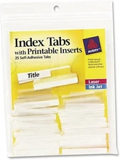 Index Tabs with Printable Inserts 1.5in Clear Laser/Inkjet 25/PK - 1EA