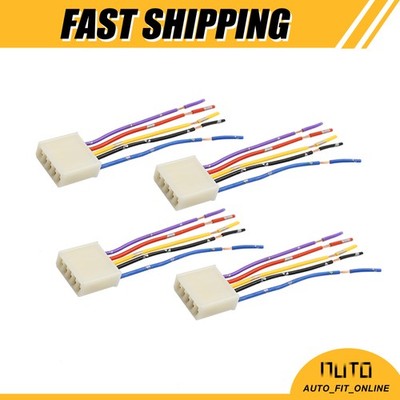 FOUR 12V Car Power Window Switch Socket Wiring Harness Pigtail Adapter Universal