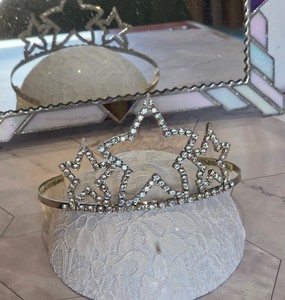 Rhinestone Tiara Crown Beauty Pageant Drag Queen Pageant VTG Stars