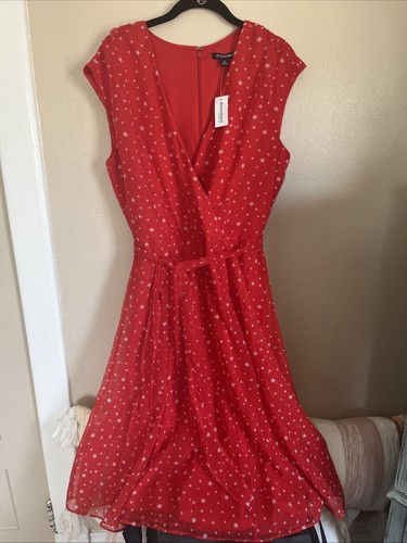 Women's Roz And Ali, 4th Of July/patriotic Sleeveless Star Pattern, Size 14