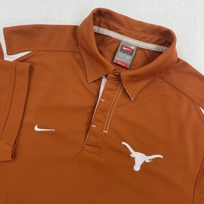 Vintage Nike Texas Longhorns Polo Shirt Mens M Orange UT Lightweight Performance