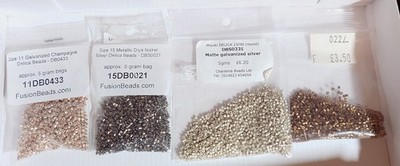 Gemischter Restposten metallisch verzinkte Miyuki Delica Perlen Größe 11/0 15/0 