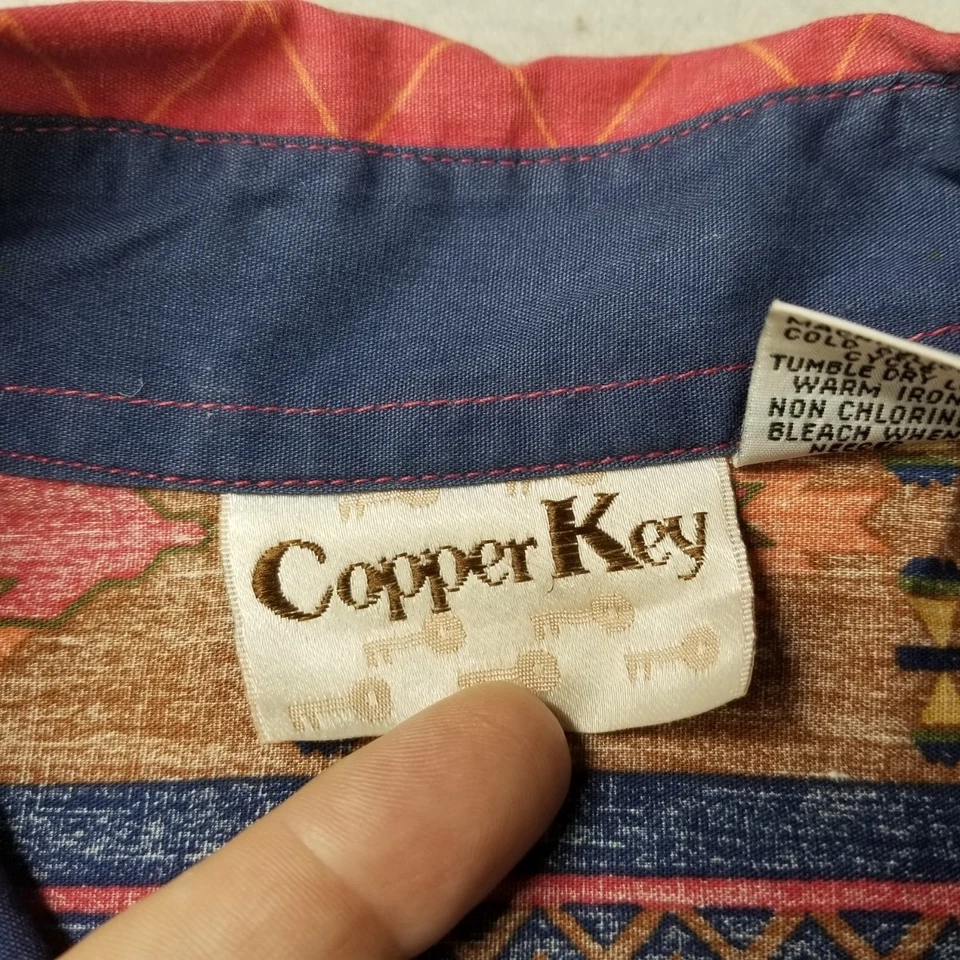 Copper Key Button Shirt Womens Size S Aztec Southwestern Western Striped - Image 3 of 4