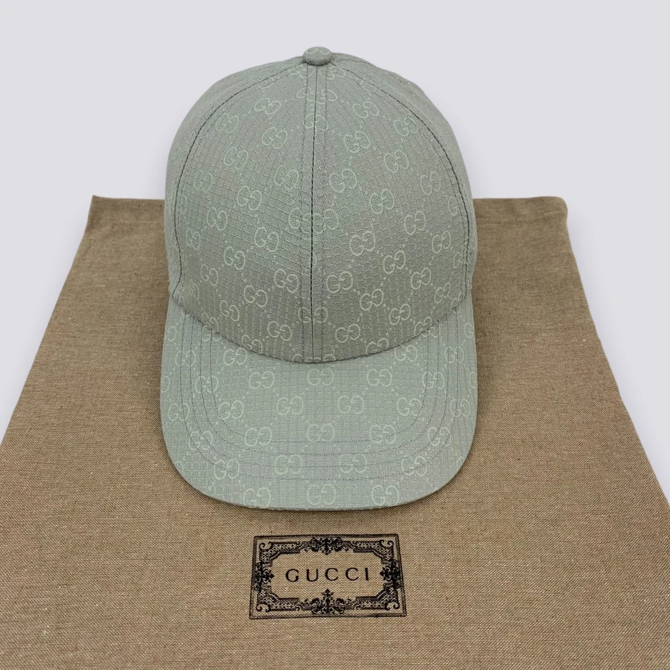 Gucci GG Monograma Ripstop Poliéster Reciclado Gorra de Béisbol Sombrero Niebla de Lluvia Talla M Foto 3 de 4