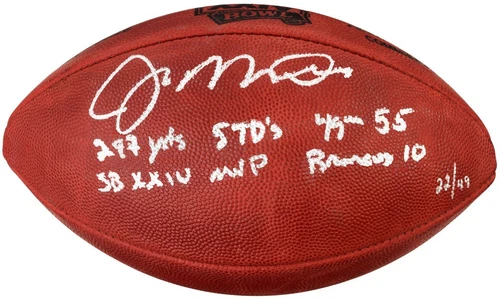 Joe Montana Signed & Inscribed Super Bowl XXIV Football L/E 22/49 BAS Beckett