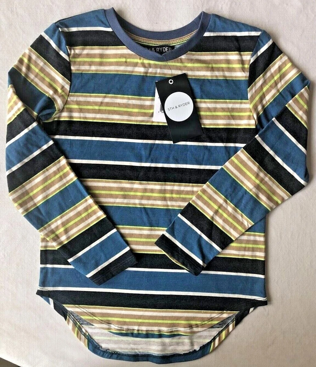 5th & Ryder Kid's Long Sleeve Multi Stripe T-Shirt Sizes
