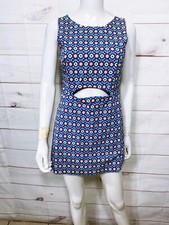 Zara Trafaluc Womens Romper Size M Floral Geometric Lined Sleeveless Back Zip