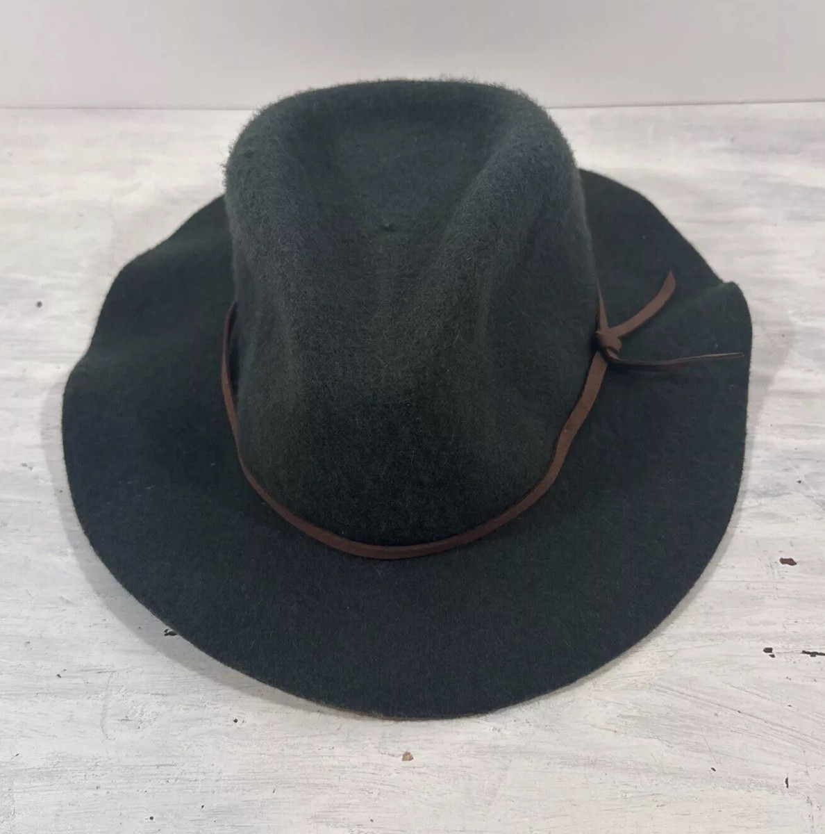 Brixton Valley Wide Brim Wool Moss Green Fedora Hat New Sz  display picture 2