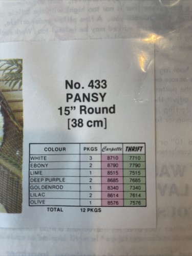 Bouquet No. 433 Pansy Round 15” Latch Hook Printed Canvas Lot Of 2 Granny Core - Picture 5 of 5
