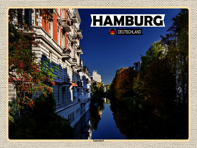 Holzschild 30x40 Hamburg Eppendorf Ausblick Fluss Wand Deko Cafe Sammler Geschen