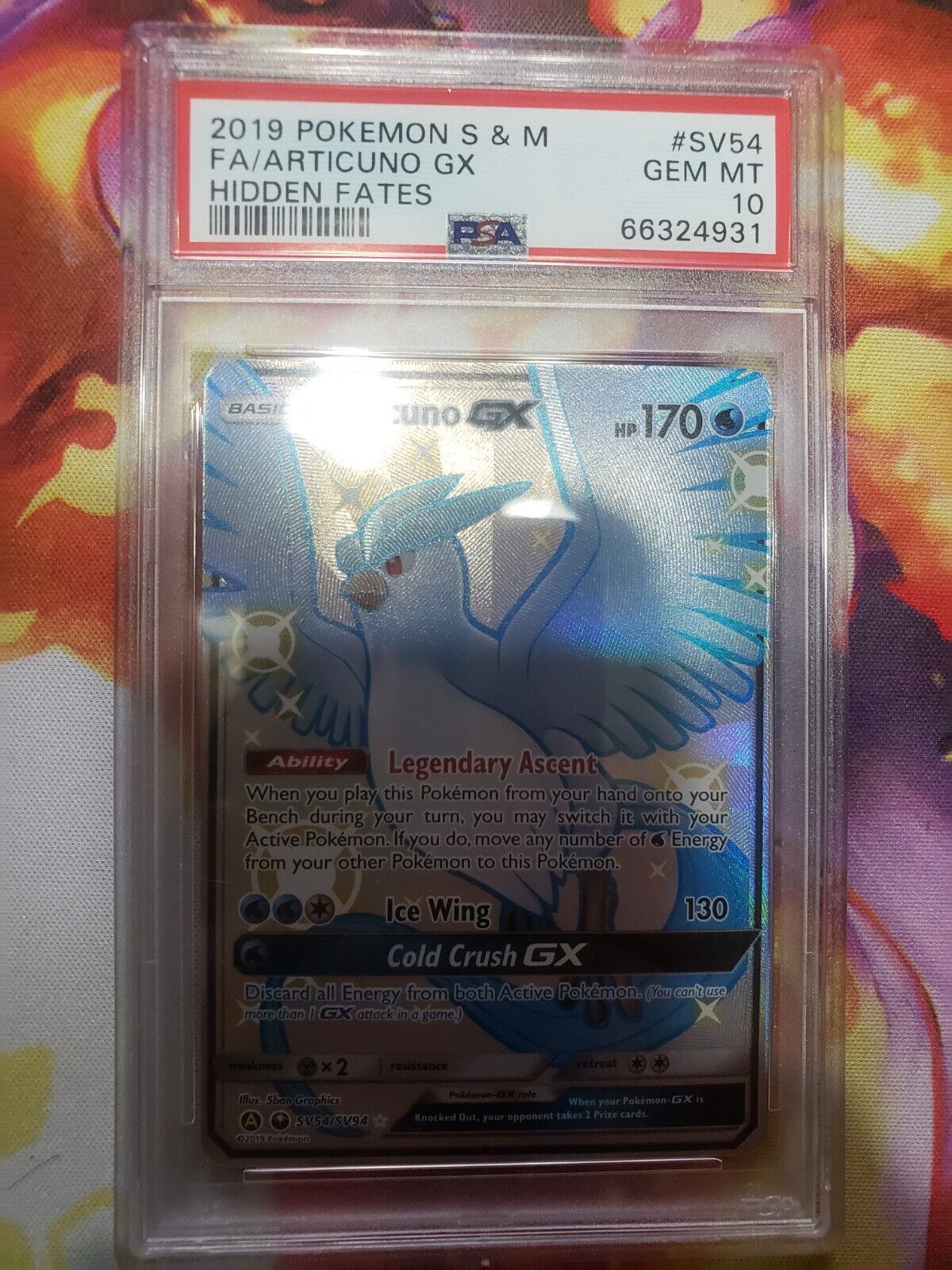 2019 Pokemon S&M Hidden Fates Full Art Articuno GX #SV54 PSA 10 GEM MINT