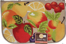 Printed Nylon Kitchen Rug non skid latex back 16"x24" VARIOUS FRUITS, KE
