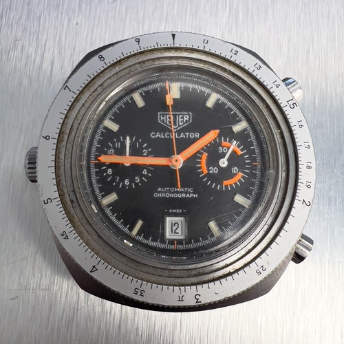 Heuer Calculator Chronograph Cal. 12 Pilot Automatic Watch Vintage 60's